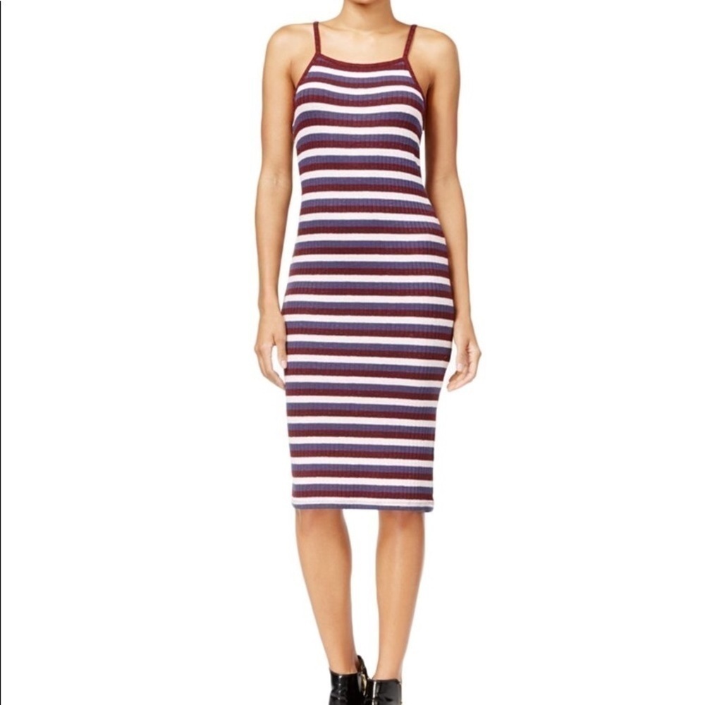 Kensie stripped knit spaghetti strap midi dress size XS